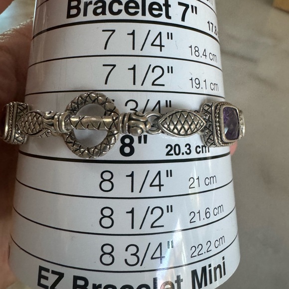 Beautiful SS and 14 k gold bracelet : amethyst , citrine and topaz . Wrist 8 - Picture 3 of 8